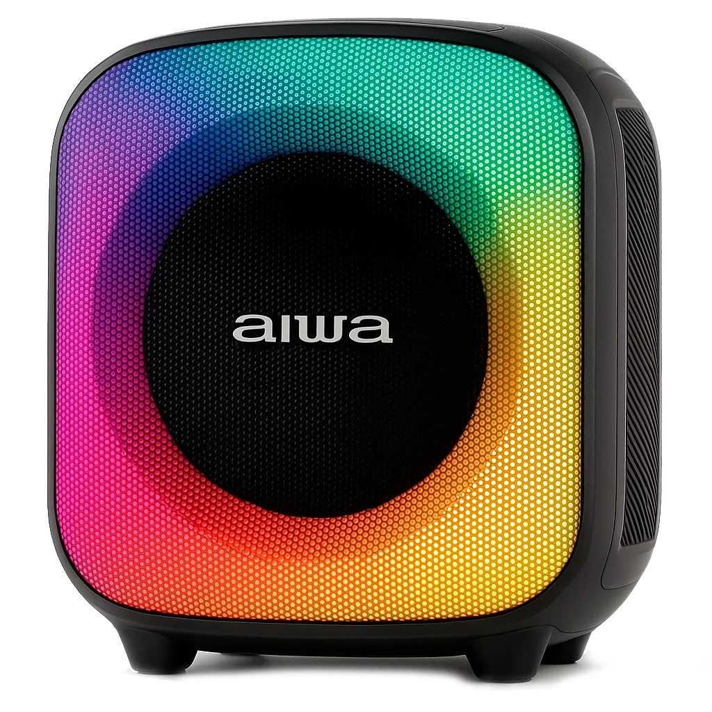 Caixa De Som Aiwa Bluetooth Partybox Party box 100w Pb-07 Rgb Usb, Cabo Auxiliar, Micro sd