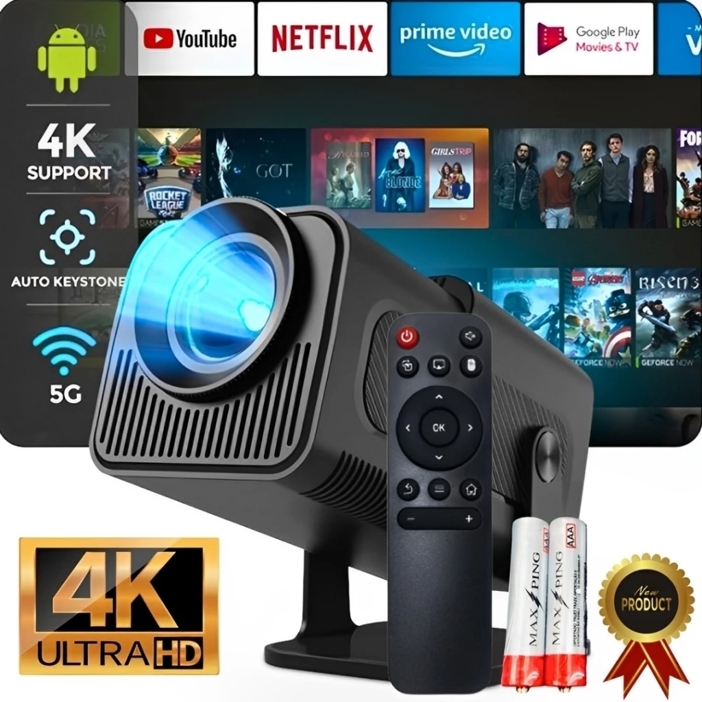 Projetor Inteligente Hy320 Pró Modelo Grande 690 ANSI 5G Smart 4K Wifi 6 Bluetooth 5.0 Android 11