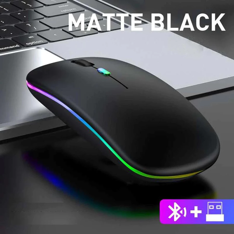 Mouse Sem Fio Recarregável com LED RGB: Conforto e Eficiência para seu Home Office REAL